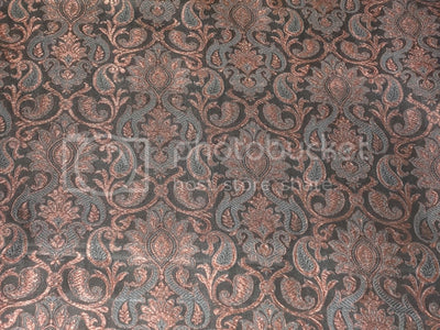 SILK BROCADE FABRIC Black & Metallic Bronze color