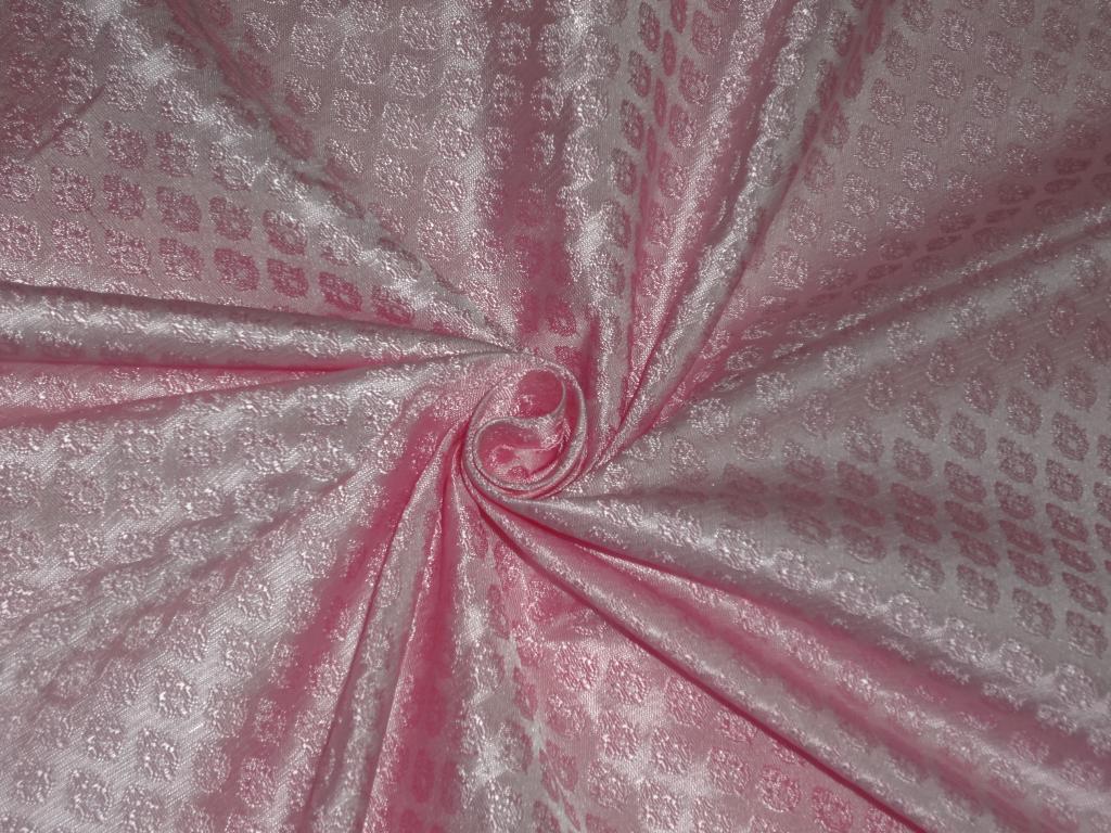 SILK BROCADE FABRIC Light Pink COLOUR 44" wide BRO253[3]