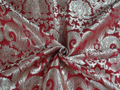 Brocade Fabric Red &amp; Metallic Gold color 36" wide BRO256[1]