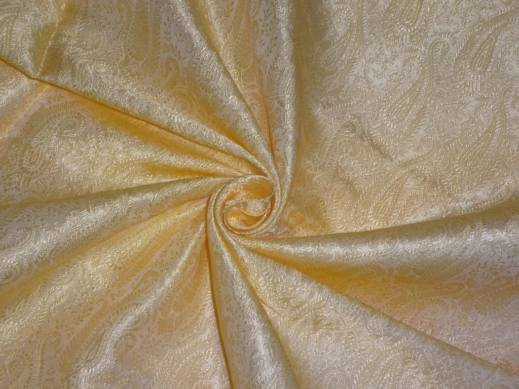 SILK BROCADE FABRIC Light Golden Cream 44" wide BRO258[1]