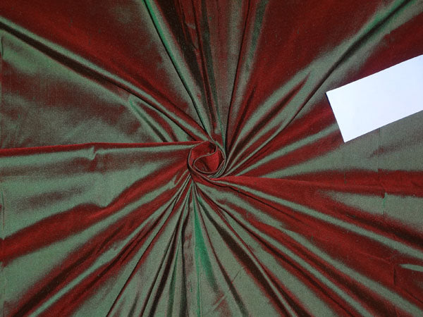 100% PURE SILK DUPION FABRIC RED X GREEN colour 54" wide PKT217[2]