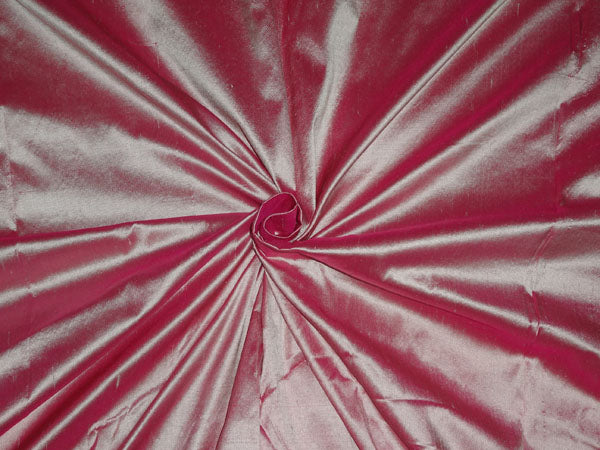 100% PURE SILK DUPIONI FABRIC CREAM X RANI PINK 44" wide PKT220[1]