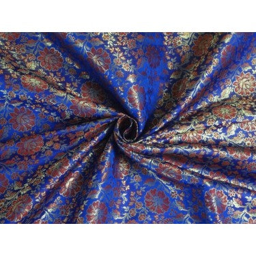 BROCADE FABRIC Red, Blue & Metallic Gold color 44" wide BRO264[5]