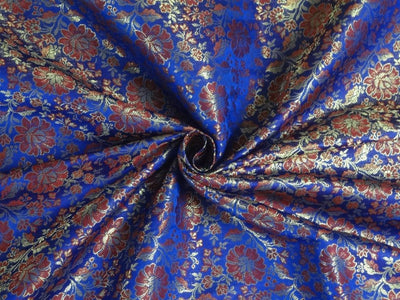 BROCADE FABRIC Red, Blue & Metallic Gold color 44" wide BRO264[5]