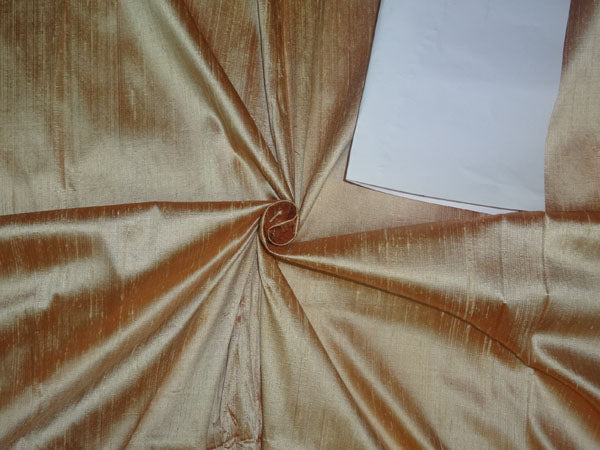 100% pure silk dupioni fabric gold x brown colour 54" wide with slubs MM52[2]