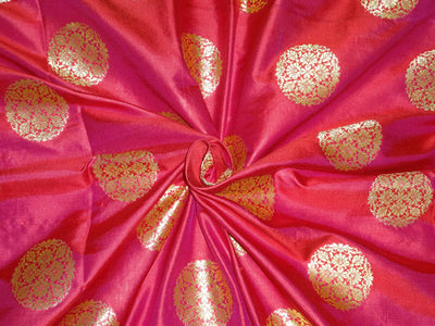 100% silk brocade bright red x mettalic gold color 44" wide BRO493[2] available for bulk preorder