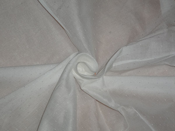 WHITE cotton modal fabric DOBBY dot DESIGN 54" wide [7136]