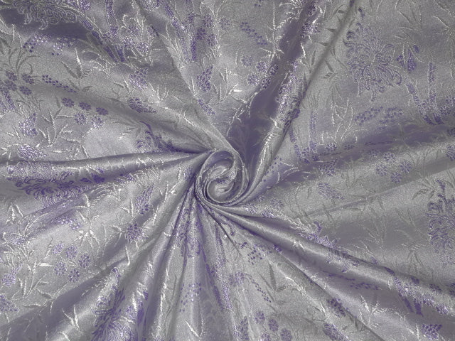 SILK BROCADE FABRIC Light Lavender colour 44" wide BRO272[3]