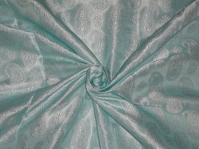 SILK BROCADE FABRIC BABY BLUE COLOR 44" WIDE BRO496[4]