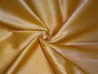 SILK BROCADE FABRIC Metallic Gold & Dark Mango 44" wide BRO275[6]