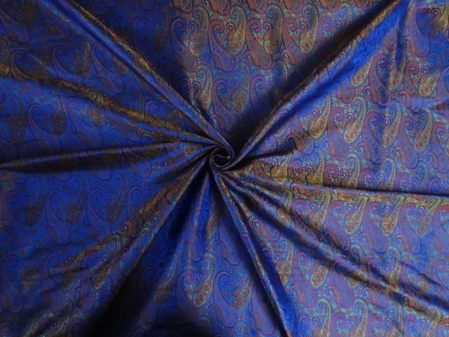 SILK BROCADE FABRIC Blue, Red & Green 44" wide BRO275[2]