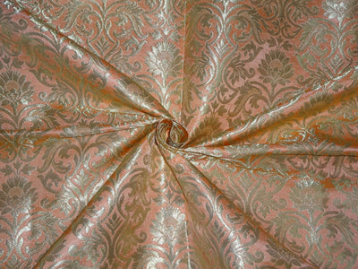 HEAVY BROCADE FABRIC PEACH X METALLIC GOLD COLOR 36" WIDE BRO497[3]