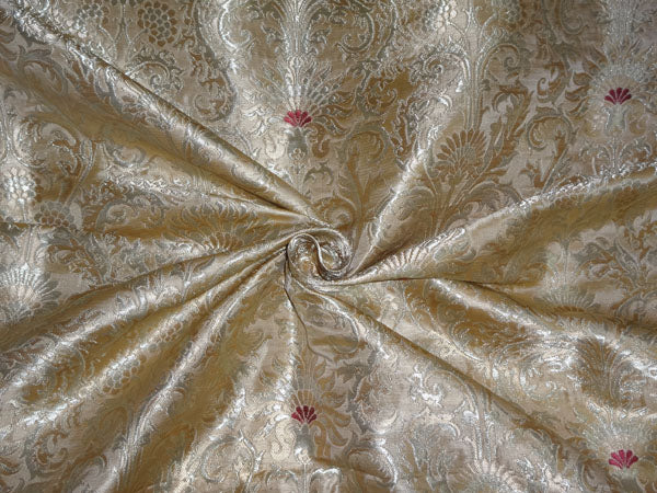 HEAVY BROCADE FABRIC GOLD X RED COLOR 36" WIDE BRO498[1]