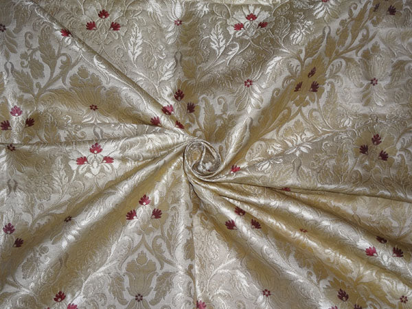 SILK BROCADE FABRIC GOLD,WINE X METALLIC GOLD COLOR 36" WIDE BRO499[3]