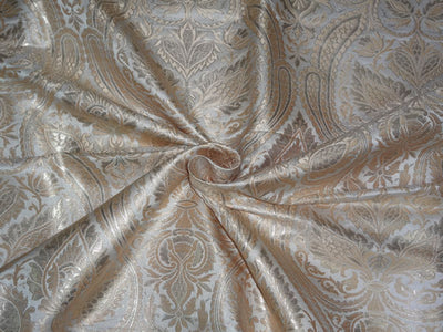 Heavy Silk Brocade Fabric Beige x Metallic Gold Color 36" WIDE BRO501[1]