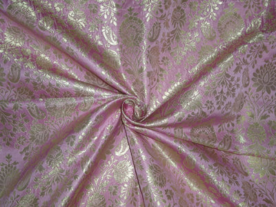 Heavy Silk Brocade fabric party Pink x Metallic Gold Color 36" wide BRO506[2]