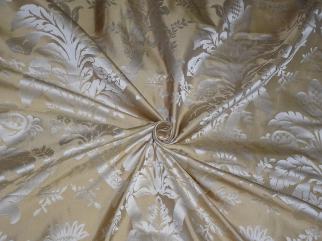 Silk taffeta jacquard fabric Dark Cream & Gold 54" wide Damask fabric TAFJAQ3