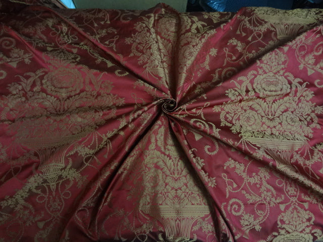 Silk taffeta jacquard fabric Rusty Red &amp; Caramel Gold 54&quot; wide TAFJAC1