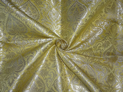 Heavy Silk Brocade Fabric Yellow x Metallic Gold Color 36" wide BRO510[2]