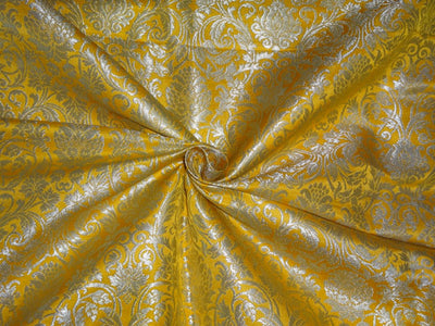 Heavy Silk Brocade Fabric Mango Yellow x Metallic Gold Color 36" WIDE BRO510[4]