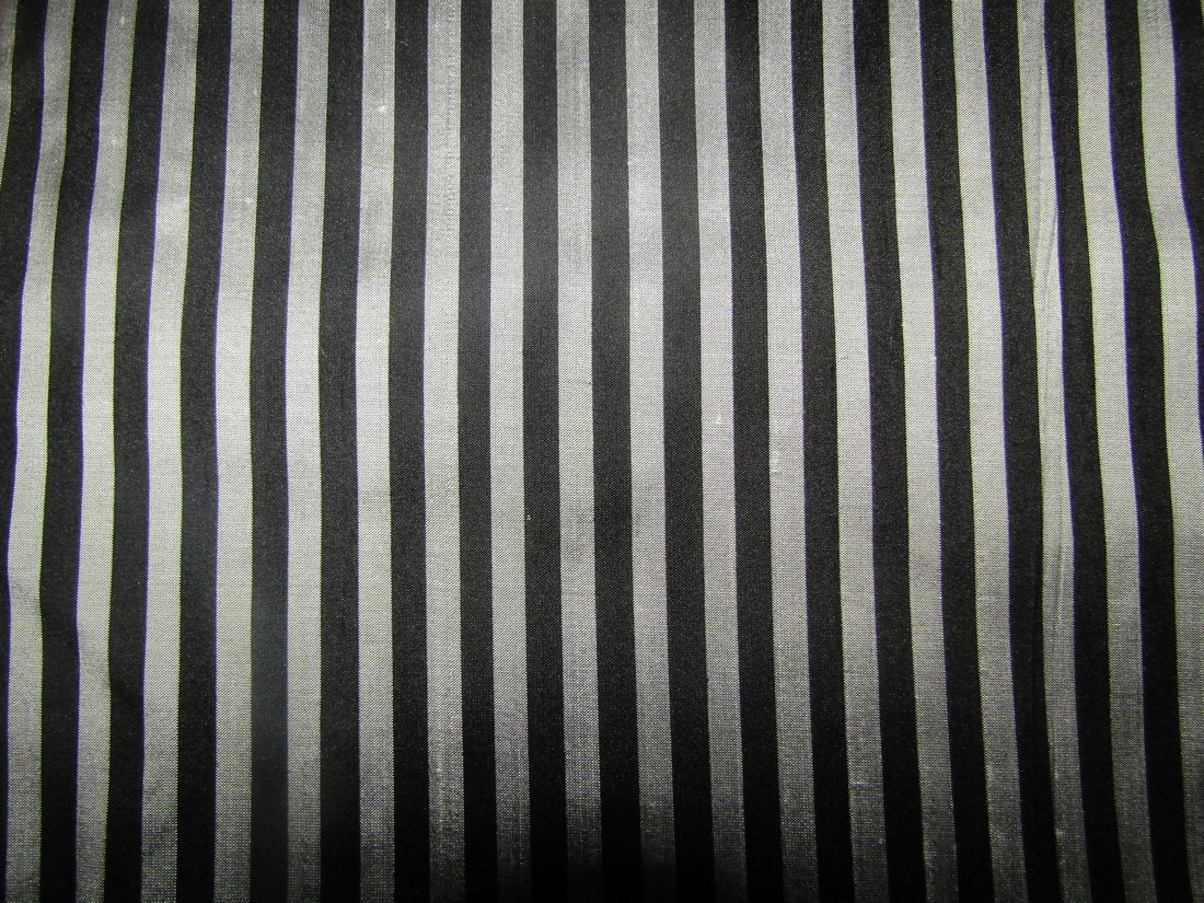 100% silk dupion fabric STRIPES silver and black DUPNEWS2[6] 54&quot; wide