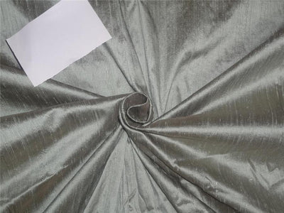 100% PURE SILK DUPION FABRIC silver x brown color 54" wide WITH SLUBS MM80[2]