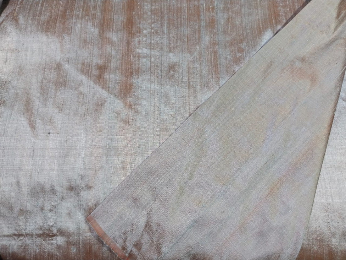 100% pure silk dupioni fabric blue x peach 54" wide with slubs MM99[1]