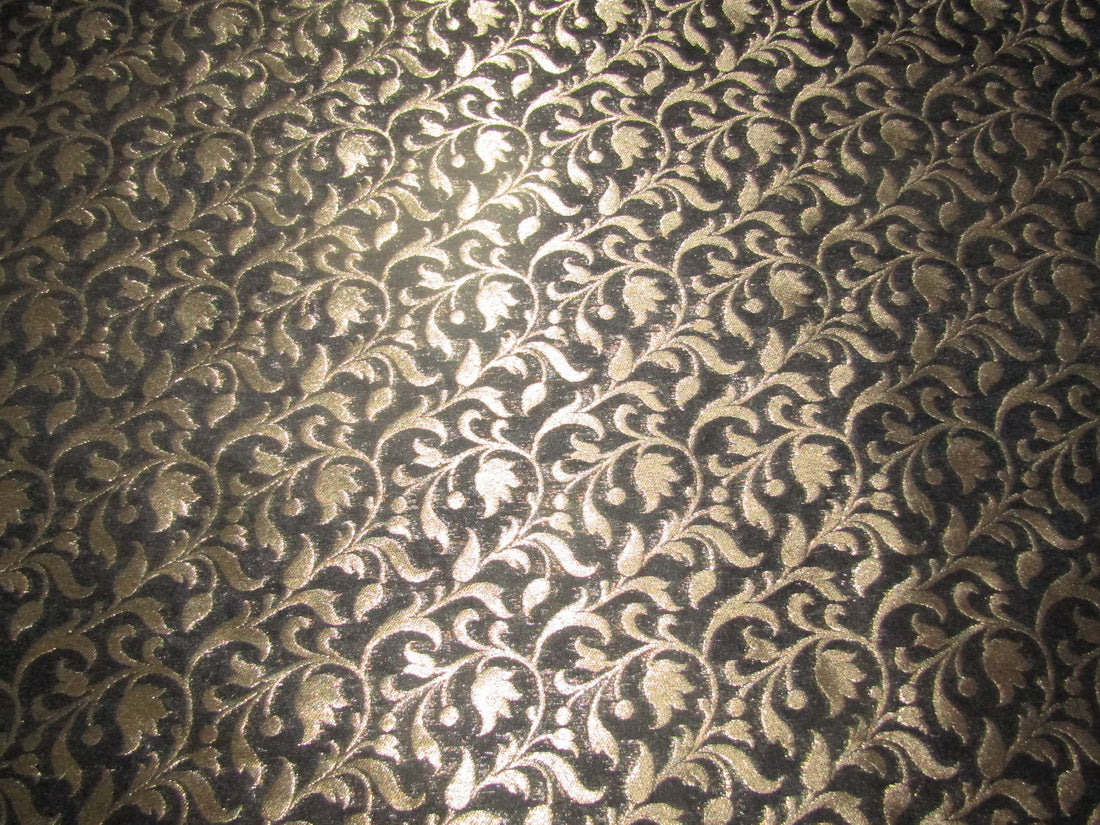 Silk Brocade fabric black x metallic gold color 44" wide BRO789[1]