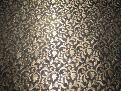 Silk Brocade fabric black x metallic gold color 44" wide BRO789[1]