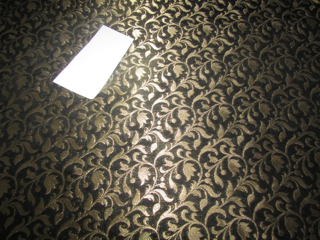 Silk Brocade fabric black x metallic gold color 44" wide BRO789[1]