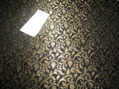 Silk Brocade fabric black x metallic gold color 44" wide BRO789[1]