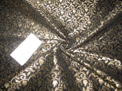 Silk Brocade fabric black x metallic gold color 44" wide BRO789[1]