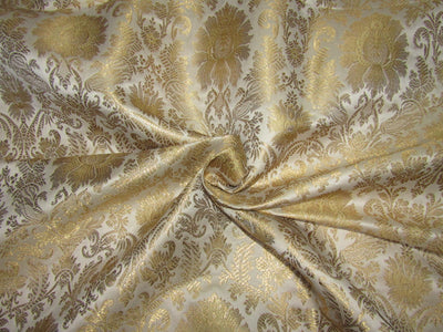 Silk Brocade fabric Cream x metallic gold Color 44" wide BRO714[1]