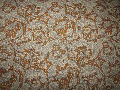 100% Linen Brown printed Fabric 58" wide[11476]