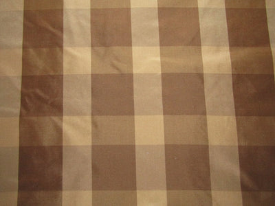 100% PURE SILK TAFFETA FABRIC shades of brown PLAIDS 54" wide TAFC60[2]