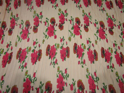 Polyester Pleated Printed Georgette Pastel Peach Fabric ~ 44'' wide