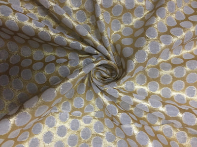 Chanderi silk fabric golden with white polka dots 44'' wide [11063]