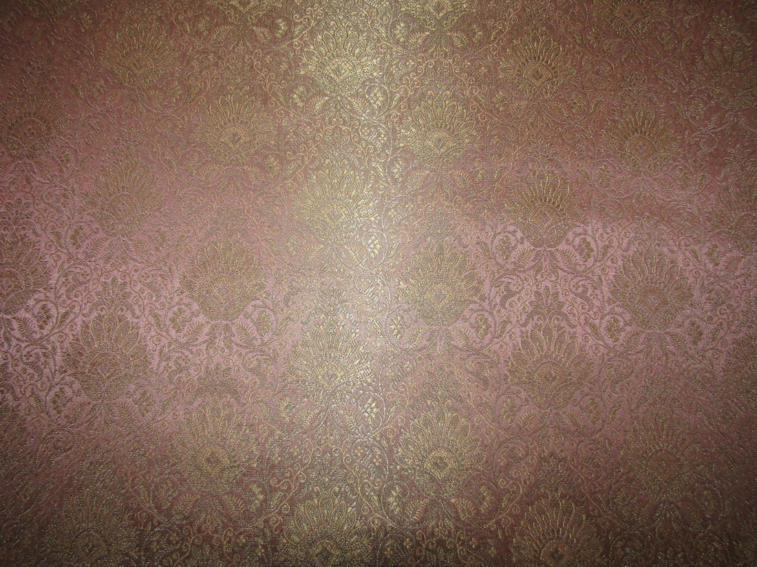 Silk Brocade fabric pinkish mauve Color floral x metallic gold color 44" wide BRO718[5]