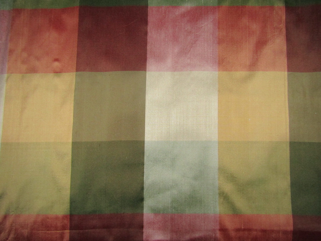 100% Pure Silk dupion Fabric Multi Color Plaids 54" wide DUP#C120[1] [10123]