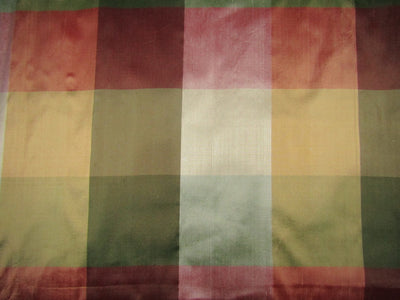 100% Pure Silk dupion Fabric Multi Color Plaids 54" wide DUP#C120[1] [10123]