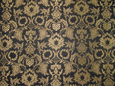 Silk Brocade fabric black x metallic gold color 44" wide BRO719B[3]