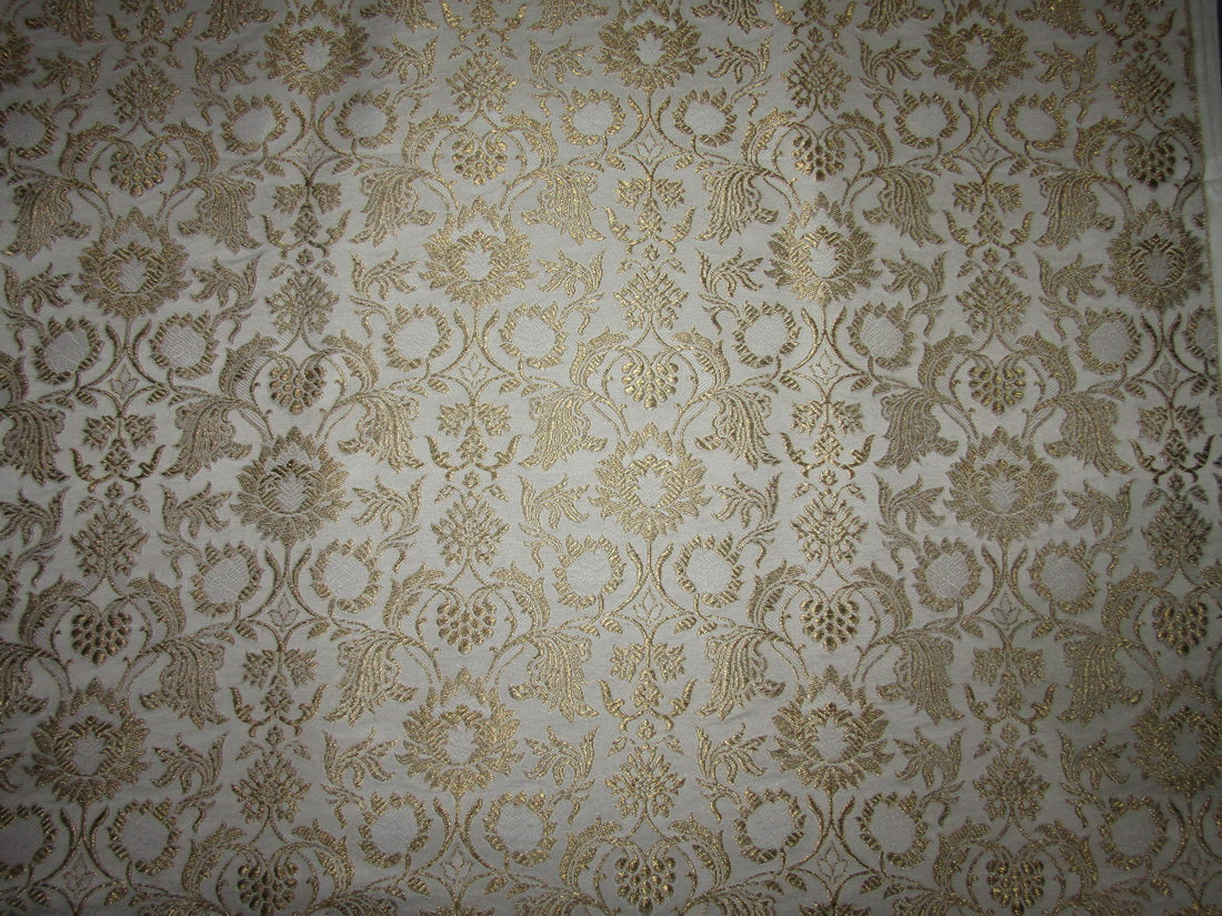 Silk Brocade fabric ivory x metallic gold color 44" wide BRO719B[1]