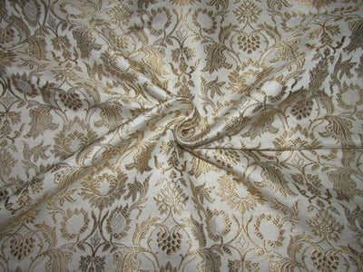 Silk Brocade fabric ivory x metallic gold color 44" wide BRO719B[1]