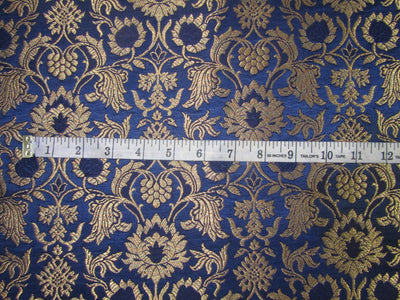 Silk Brocade fabric navy blue x metallic gold color 44" wide BRO719A[3]