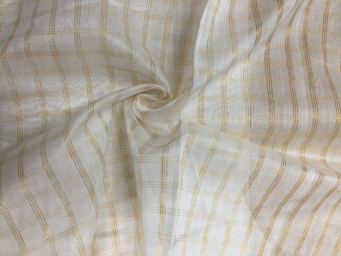Chanderi tissue fabric Checks metallic gold 44'' wide