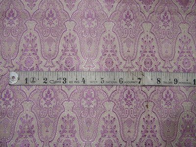 Pure SILK BROCADE FABRIC Ivory Cream & Pink colour 44" wide BRO230[5]