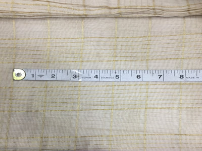 Chanderi tissue fabric off white with metallic gold Checks 44'' wide