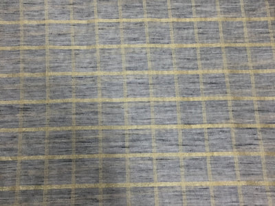 Chanderi tissue fabric Grey with metallic gold Plaids 44'' wide sold by the yard