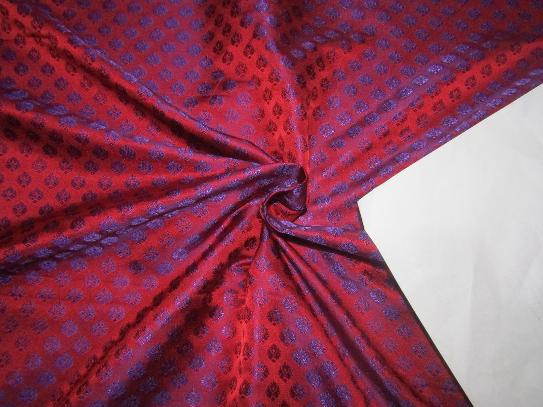 SILK BROCADE FABRIC Iridescent Blue & Red colour 44" wide BRO235[2]