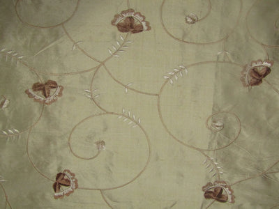 100% dupioni silk embroidery fawn color 54" wide DUP#E62[2]